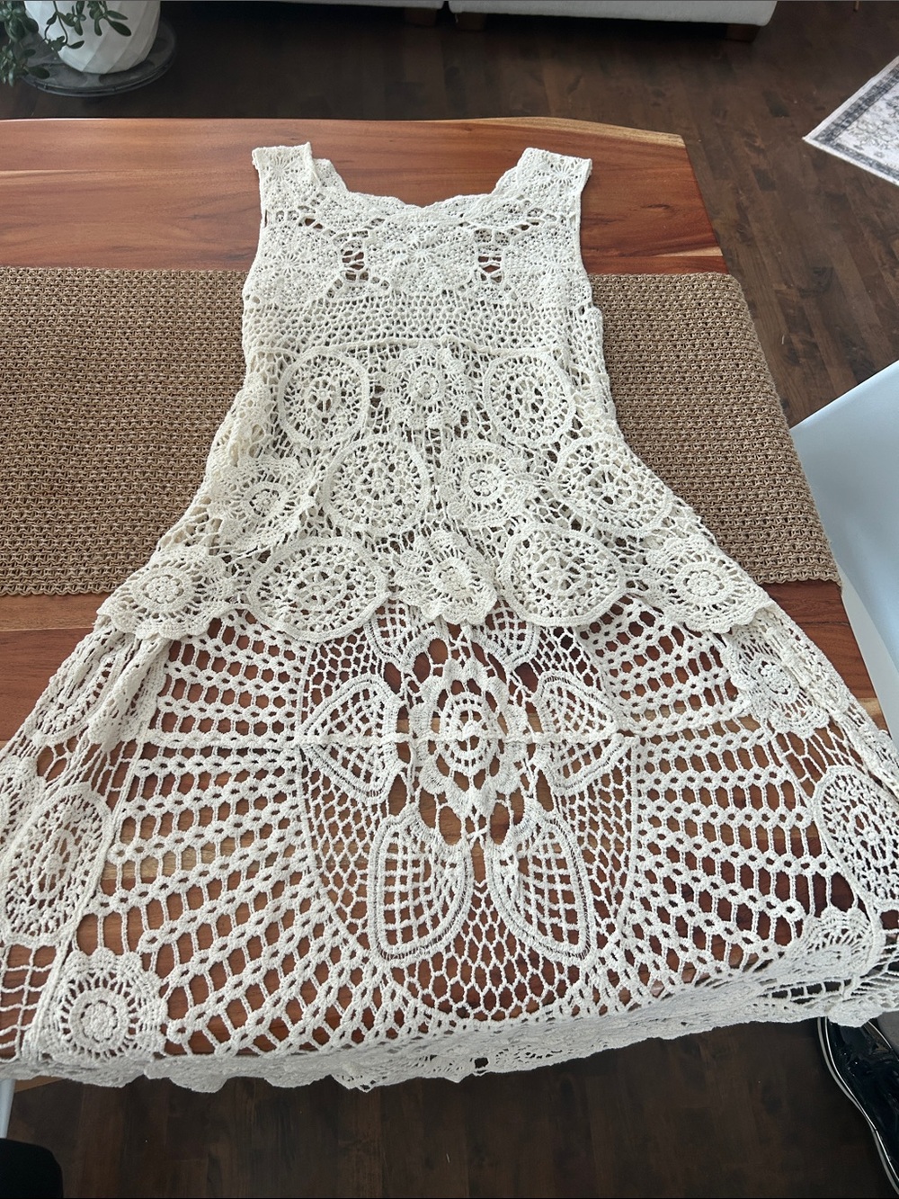 Adora Brand Cotton Crochet Layering vest/top/dress long in back short in front